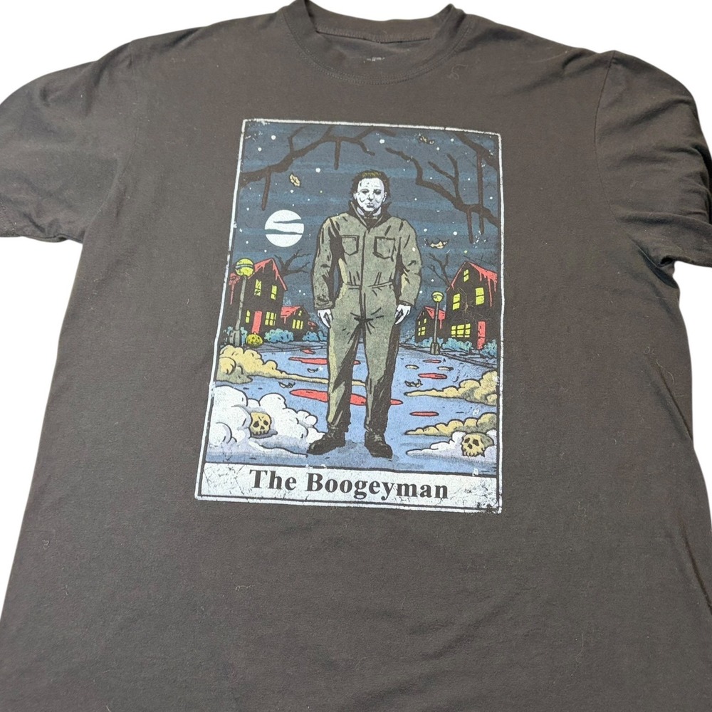 Halloween Michael Myers The Boogeyman Tarot Card Graphic T-Shirt Mens‎ Medium